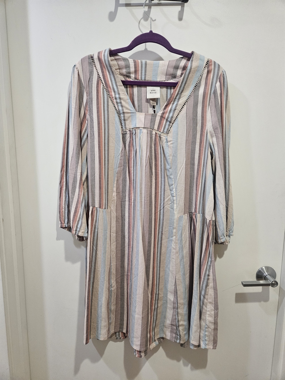 Knox Rose Pastel Multi-Stripe Long Sleeve Tunic Dress